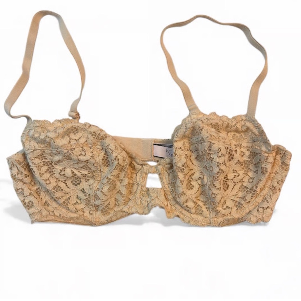 Victoria's Secret Lace Bra - Beige - nude Body by Victoria unlined Demi Sz 34D